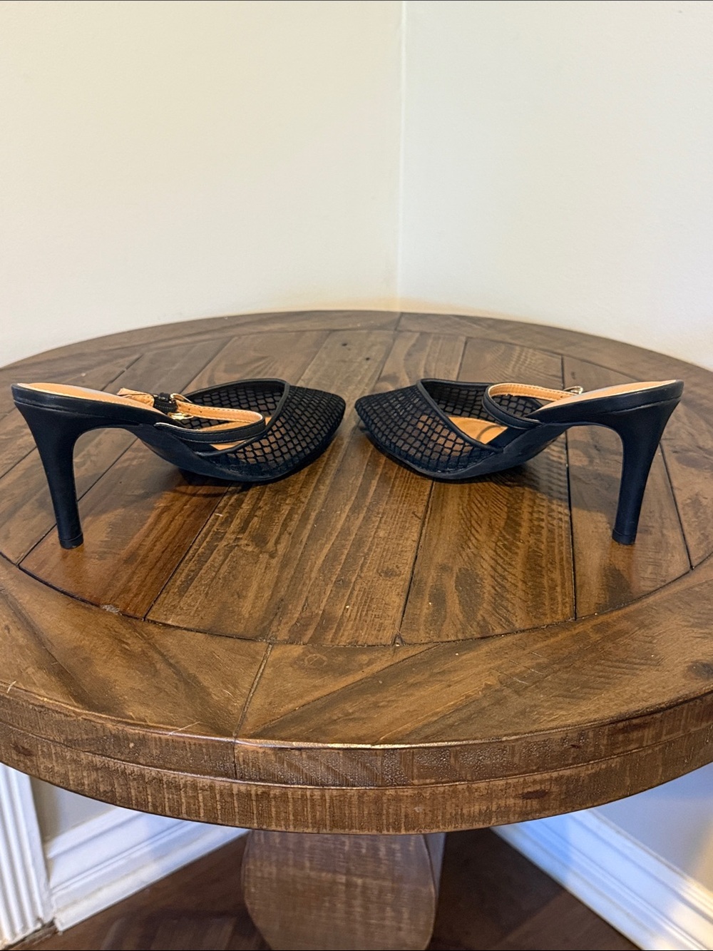 Dolce Vita Black Mesh Pointed Mules with Slim Strap - Picture 5 of 6